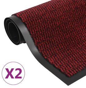 vidaXL Covoare ușă anti-praf, 2 buc., roșu, 90x150 cm, dreptunghiular