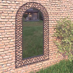 vidaXL Oglindă de perete de grădină, negru, 60 x 110 cm, arcuită
