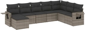 vidaXL Set canapele de grădină cu perne, 8 piese, gri, poliratan