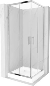 Mexen Rio cabina de duș pătrată 80 x 80 cm, transparent, crom + cadă de duș, alb - 860-080-080-01-00-4510