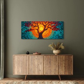 Tablou - Arborele vieții și soarele în mozaic (120x50 cm)