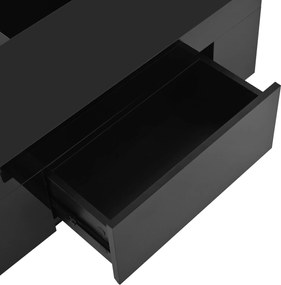 Masă de cafea cu iluminare LED, blat extensibil și spațiu de depozitare, 80x50x35,5 cm, Alb+Negru