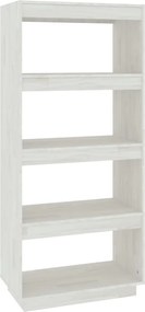vidaXL Bibliotecă/Separator cameră, alb, 60x35x135 cm, lemn masiv pin