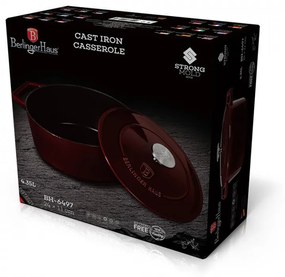 Cratita cu capac 24 cm din fonta emailata Burgundy Metallic Line Berlinger Haus BH 6497