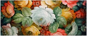 Tablou cu buchet pictat de flori (120x50 cm)