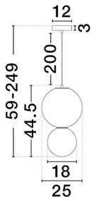 Pendul LED decorativ portelan mocha, sticla alb, NOESIS
