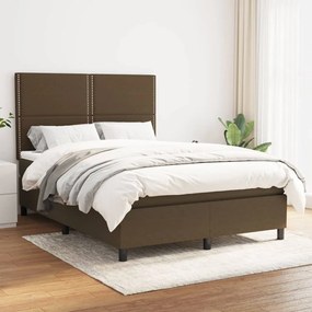 vidaXL Pat continental cu saltea, maro închis, 140x200 cm, textil