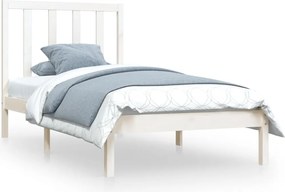 vidaXL Cadru de pat mic single, alb, 75x190 cm, lemn masiv de pin
