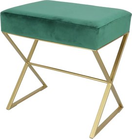 Bancuta eleganta din catifea cu baza metalica aurie, design modern 51x35x53 cm - VERDE SMARALD - 51X35X53 CM - BAZA METALICA AURIE