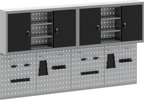 vidaXL Set dulap de unelte 6 pcs Negru Oțel vopsit electrostatic