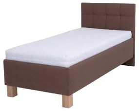 Pat tapițat MARIA ONE 90x200 cm, cu saltea și spațiu de depozitare, maro
