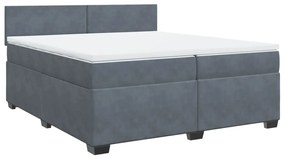 3286397 vidaXL Pat box spring cu saltea, gri închis, 200x200 cm, catifea