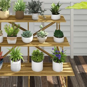 Suport de plante Outsunny cu 3 etaje, pliabil, înalt de 78 cm, stand de flori pentru interior și exterior, raft de plante din lemn, suport de flori cu tăvi, scări de flori pentru sufragerie, balcon grădină, lemn natural | Aosom Romania