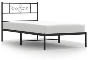 355752 vidaXL Cadru de pat metalic cu tăblie, negru, 75x190 cm