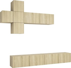 vidaXL Set dulapuri TV, 7 piese, stejar sonoma, lemn prelucrat