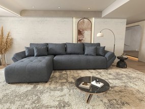 Colțar extensibil dumonde cu ladă de depozitare si sezut confortabil din spuma high-density, Berlin XL Enjoy Antracit 350x185 cm