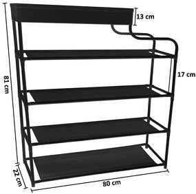 Pantofar, Naimeed D5549, raft incaltaminte, polita multifunctionala, 81 x 22 x 80 cm, negru