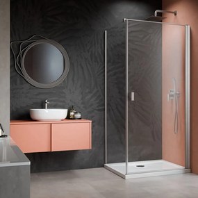 Cabina de dus dreptunghiulara cu usa batanta Radaway Nes KDJ I 90x75 cm finisaj nichel periat-transparent dreapta