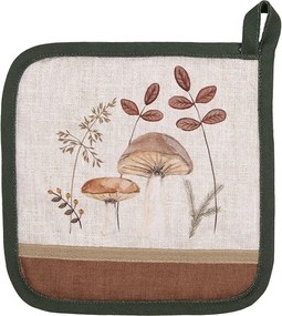 Suport termic, potholder, bej, din bumbac 20x20 cm, Mushrooms