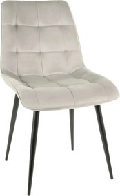 Scaun CHIC, gri deschis/negru, stofa catifelata/metal, 50x58x88 cm