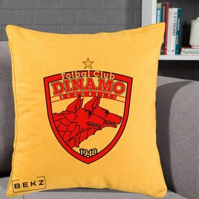 Perna Personalizata FC Dinamo Bucuresti 1948 Fotbal, 40x40 cm, Galben, Husa Detasabila, Perna Inclusa, BEKZ®