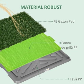 PawHut Toaletă pentru Câini cu Gazon Sintetic, Iarbă de Schimb și Tavă Inferioară pentru Interior și Exterior, 67x41x3.5 cm | Aosom Romania