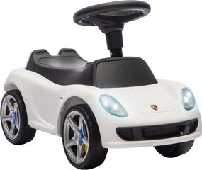 AIYAPLAY Mașinuță de Împins pentru Copii cu Licență Porsche, Claxon, Faruri și Sunet de Pornire, PP, Alb | Aosom Romania