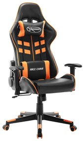 vidaXL Scaun de jocuri, negru și portocaliu, piele artificială