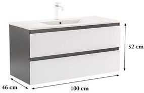 Dulap inferior Vario Forte 100 cu lavoar antracit-alb