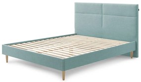 Pat matrimonial 180x200 cm turcoaz tapițat cu somieră Elyna – Bobochic Paris