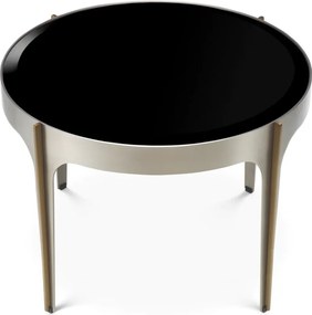 Masuta Laterala Design LUX, Otel, Sticla, Negru, Artemisa