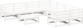 vidaXL Set canapea de grădină, 9 piese, alb, lemn masiv de pin
