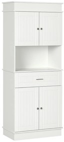 HOMCOM Bufetă de Bucătărie Aramărie de Bucătărie contemporană Multi-Rangement 4 Uși sertar Glisant și Blat de Lucru dim. 74L x 39l x 183H cm Lemn Alb | Aosom Romania