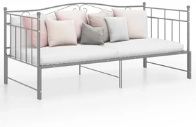 324784 vidaXL Cadru pat canapea extensibilă, gri, 90x200 cm, metal