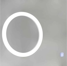 Oglindă lemn masiv cu Ceas Iluminare LED si Lupa Touch 80x60cm / 100x70cm - 80x60cm