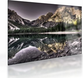 Tablou pe sticlă cu lac montan (70x50 cm)