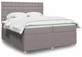 vidaXL Pat box spring cu saltea, gri taupe, 200x200 cm, textil