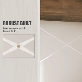HOMCOM Birou PC pentru Studiu cu Blat Înălțat și 2 Rafturi, 110x50x102.6 cm, Alb și Maro Nuc | Aosom Romania