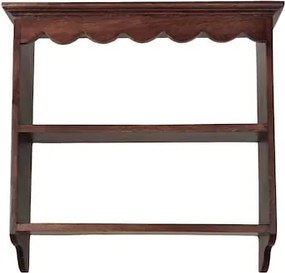 Etajeră de perete din lemn de mango maro, cu forme decorative ondulate, 40 × 38 × 12 cm, „Sigurd"