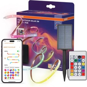 Osram - bandă solară LED RGB reglabilă FLEX MAGIC 3m LED/1,2W/3,7V 2000 mAh IP44 + cu telecomandă