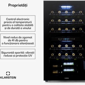 Klarstein Shiraz 29 Duo, frigider pentru vin, 2 zone, 80 l/29 sticle, 5 - 22 °C, atingere, negru