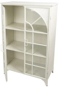 Vitrina alba, din metal, aspect vintage, Arcade