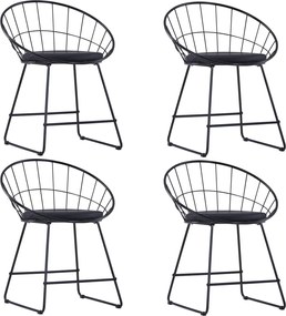 vidaXL Scaune bucătărie, șezut din piele ecologică, 4 buc, negru, oțel