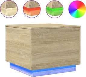 vidaXL Măsuță de cafea cu lumini LED, stejar sonoma, 50x50x40 cm