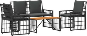 vidaXL Set de Mobilier pentru Exterior 4 pcs Negru și Gri închis