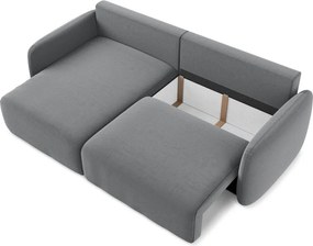 Colțar gri extensibil/cu spațiu de depozitare cu tapițerie din catifea (cu colț pe partea stângă/cu șezlong) Kalena – Makamii