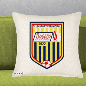 Perna Personalizata CSM Flacara Moreni 1922 Fotbal, 40x40 cm, Crem Reliefat, Husa Detasabila, Perna Inclusa, BEKZ®