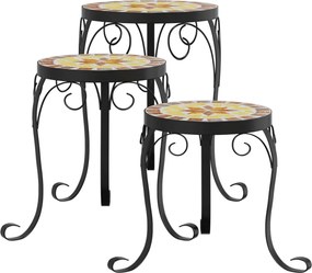 vidaXL Suporturi pentru plante, 3 buc., cărămiziu și alb, ceramică