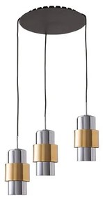 Lustra cu 3 pendule design modern Vaia crom, auriu