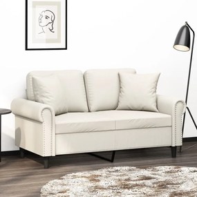 3153168 vidaXL Canapea cu 2 locuri, perne&pernuțe crem 120 cm piele ecologică